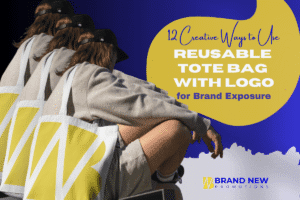 Reusable tote bag with logo used for brand exposure at events and daily activities