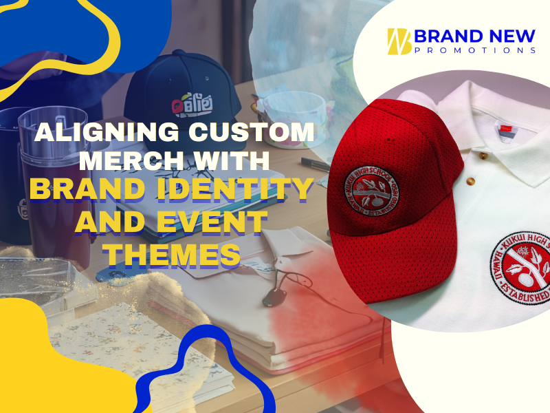 Custom branded merch aligned with company colors and event theme design
