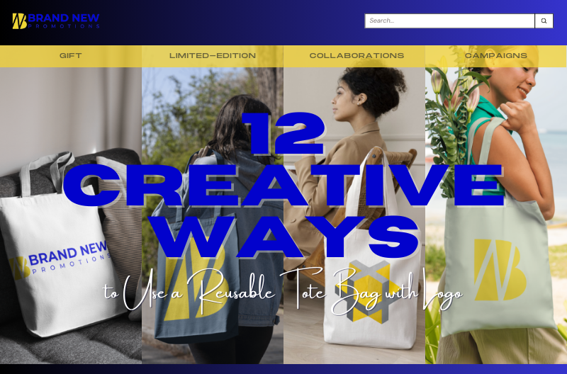 reusable tote bag with logo used for creative brand exposure ideas