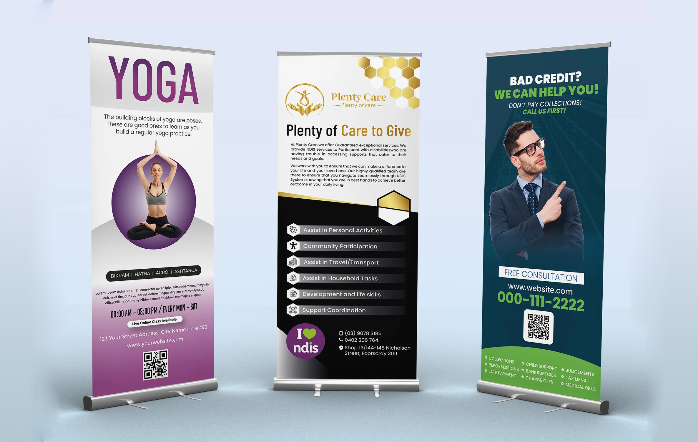 custom branded banners promoting business graphics