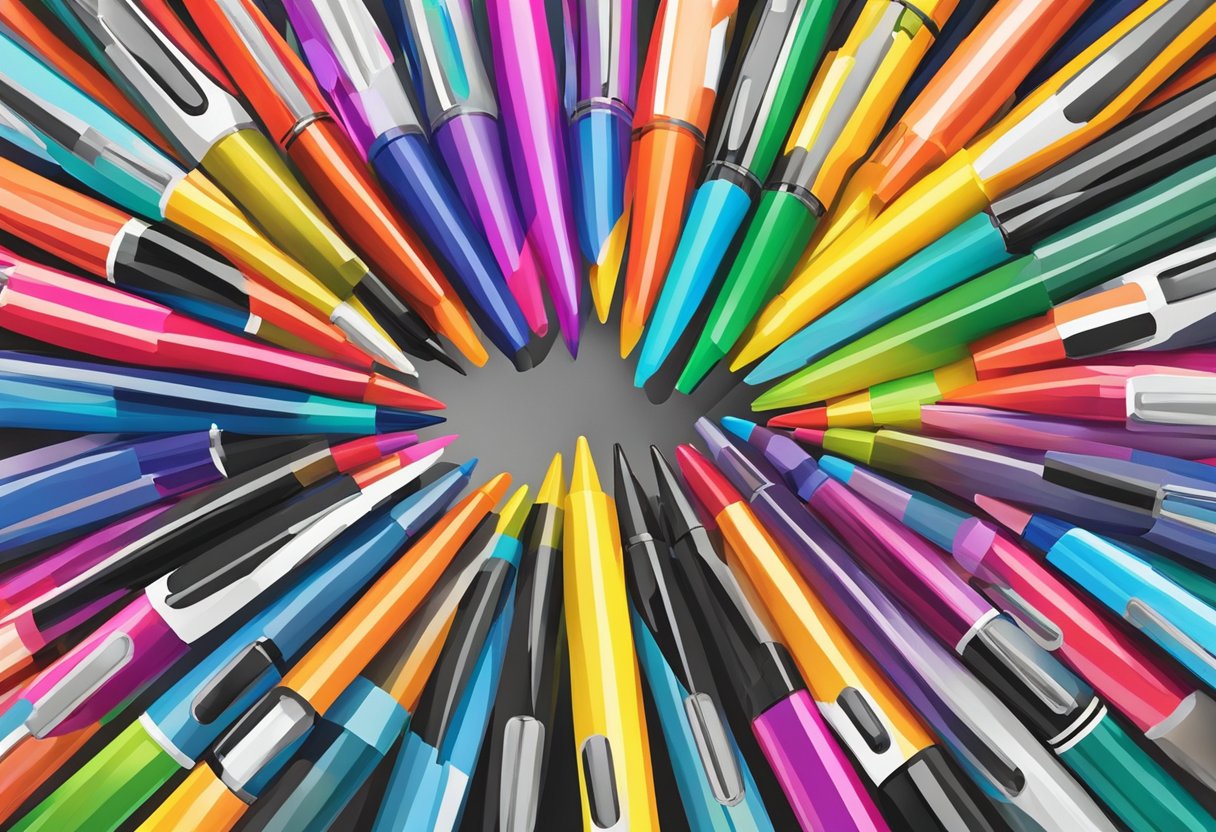 A collection of low cost promotional pens customized with company logos, ideal for budget-friendly marketing and brand awareness.