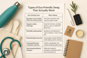 types of healthcare marketing eco-friendly swag