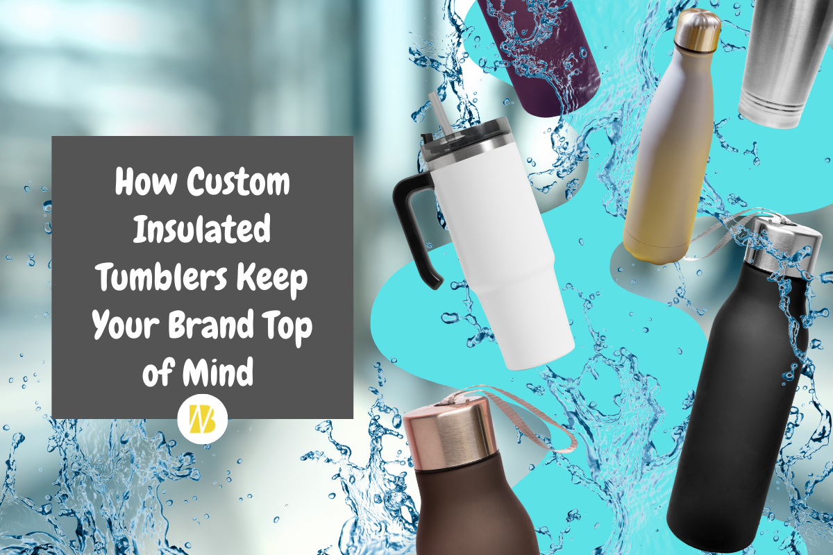Custom insulated tumblers with company logos used for daily brand visibility