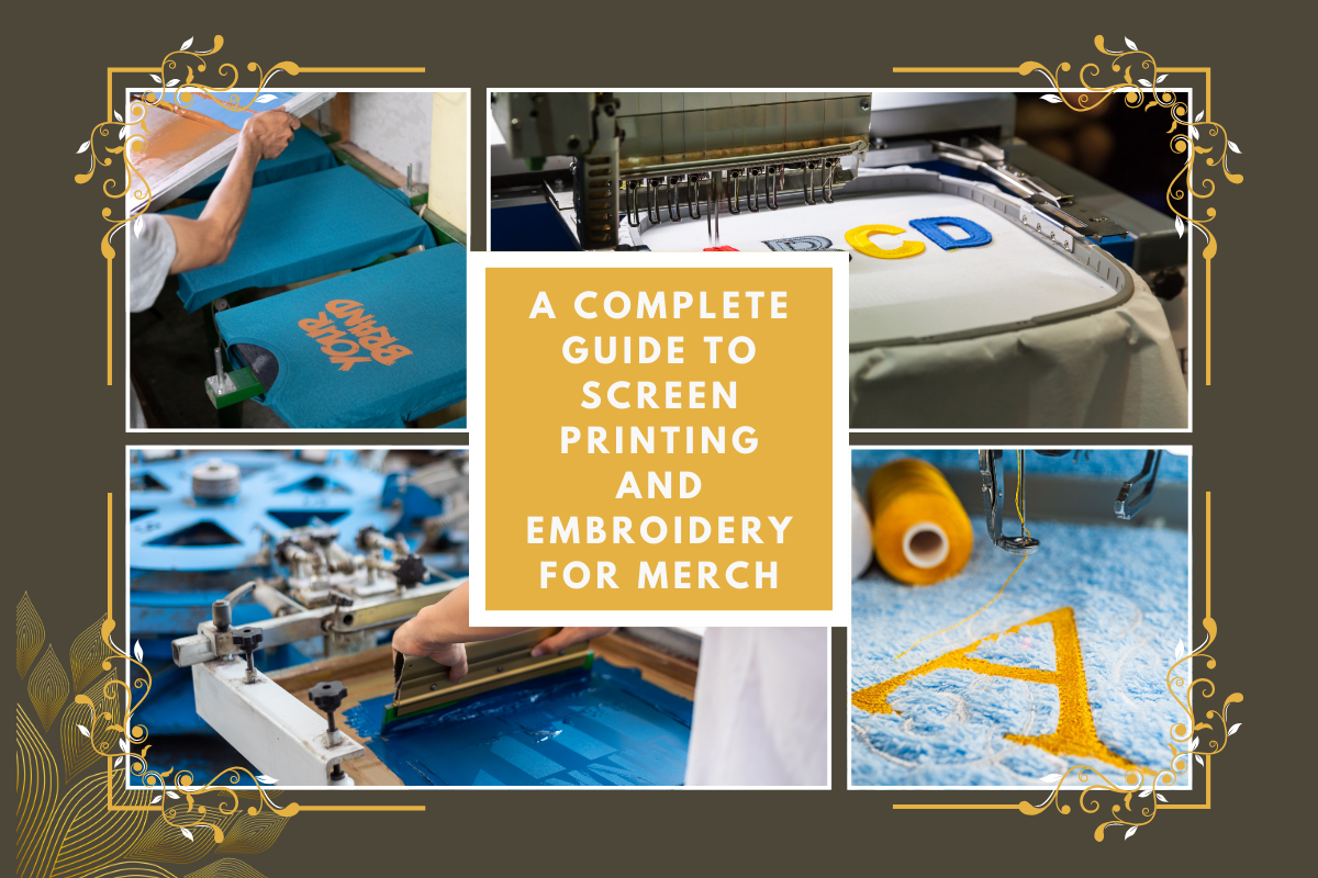 Screen printing and embroidery design process with inks and threads
