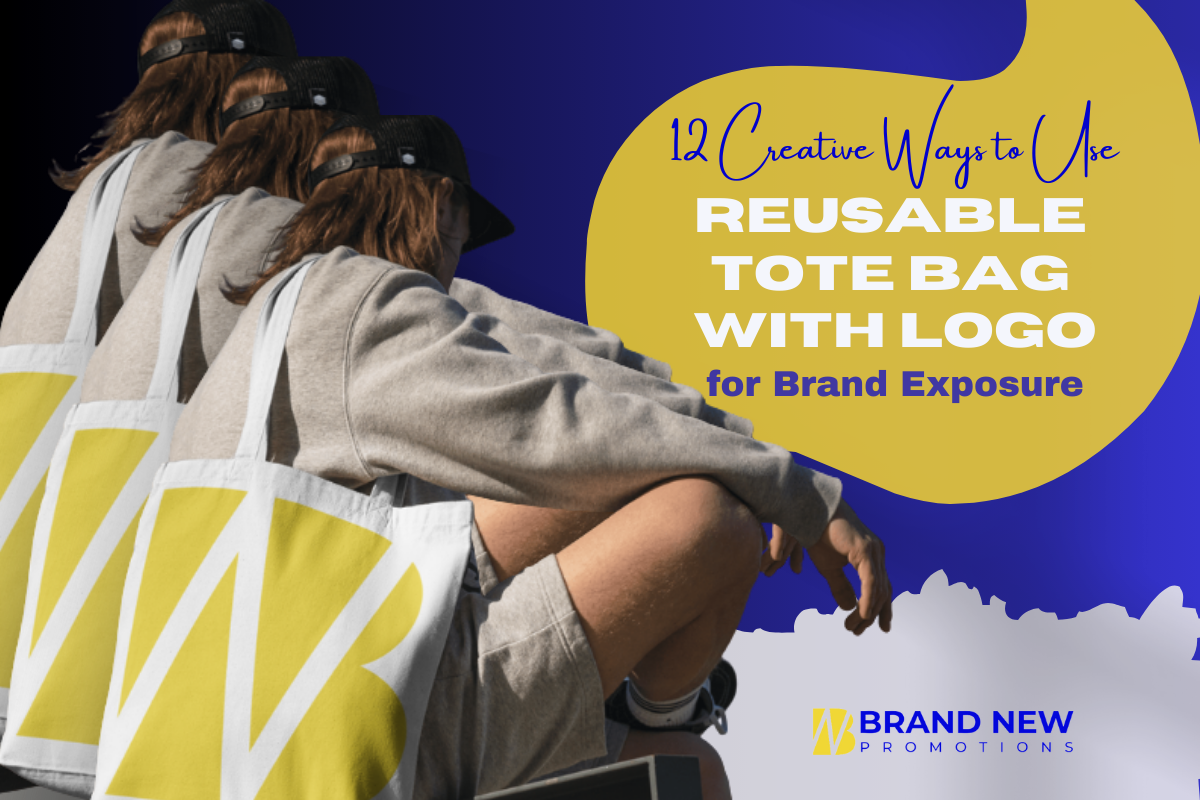 Reusable tote bag with logo used for brand exposure at events and daily activities