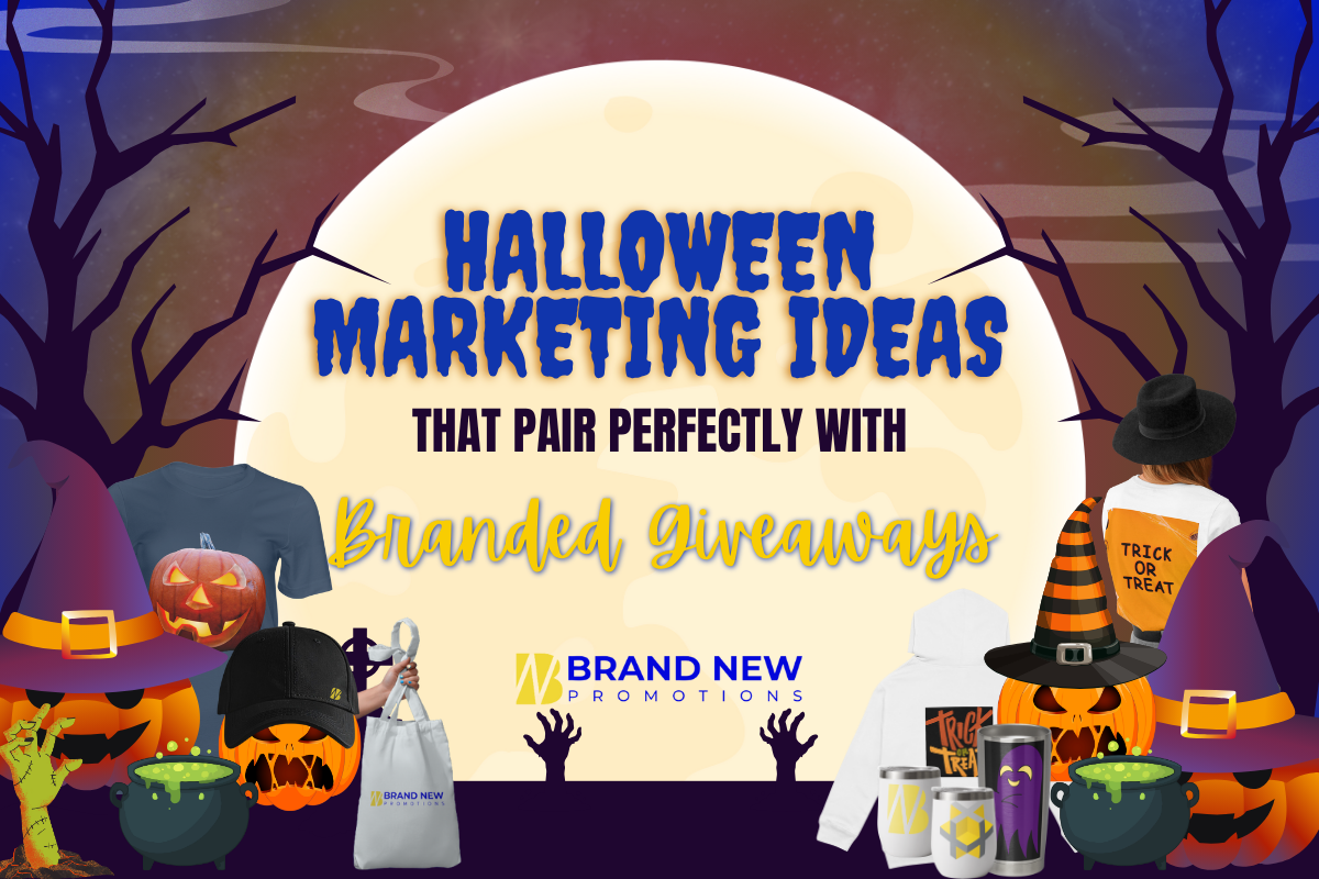 Branded Halloween giveaways and promotional products used in creative Halloween marketing ideas by businesses.