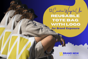 Reusable tote bag with logo used for brand exposure at events and daily activities